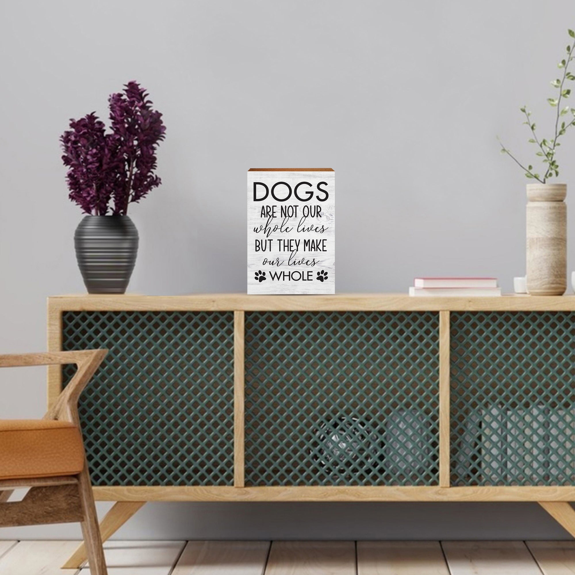 Wooden Shelf Decor and Tabletop Signs with Pet Verses - Make Our Lives Whole