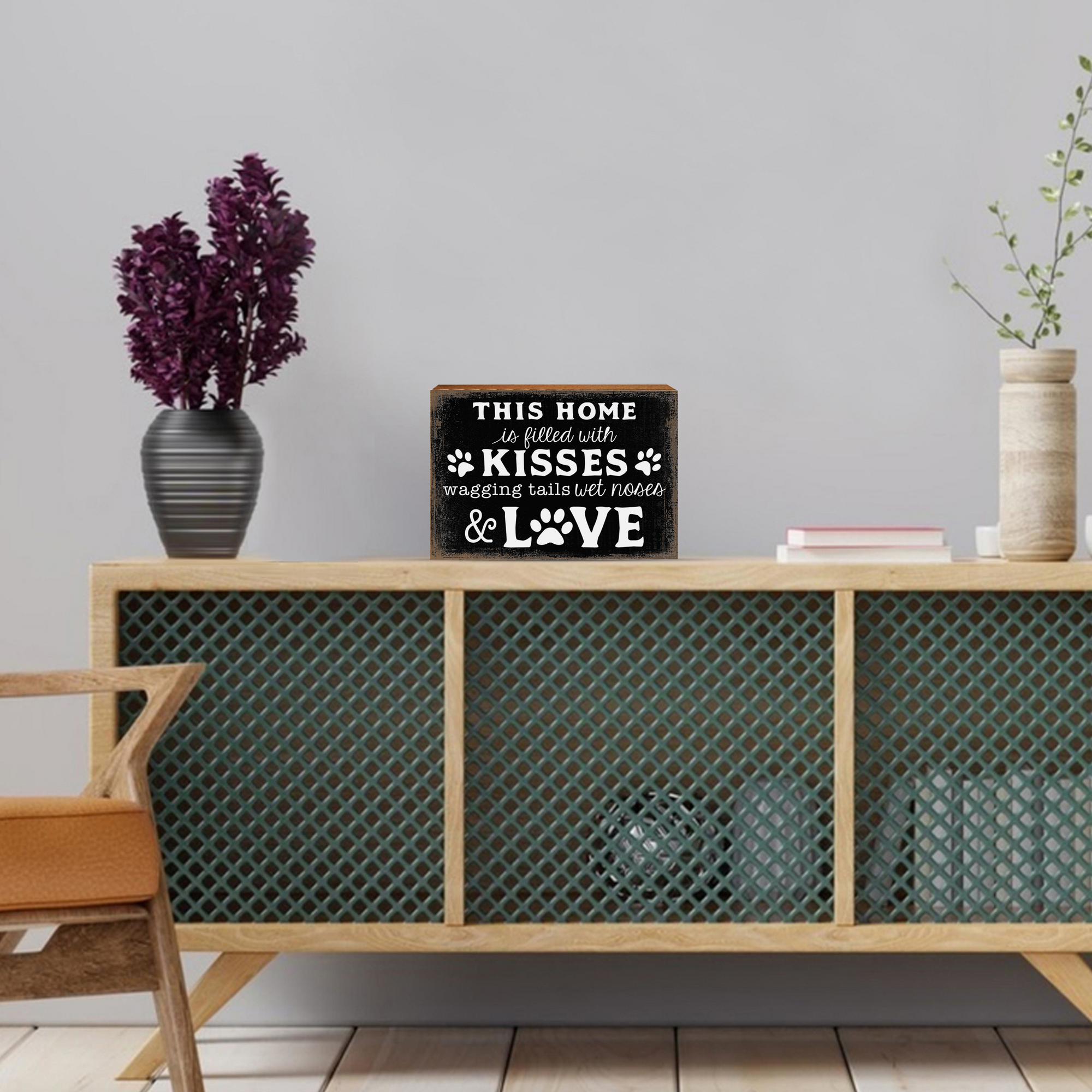 Wooden Shelf Decor and Tabletop Signs with Pet Verses - Wet Noes & Love