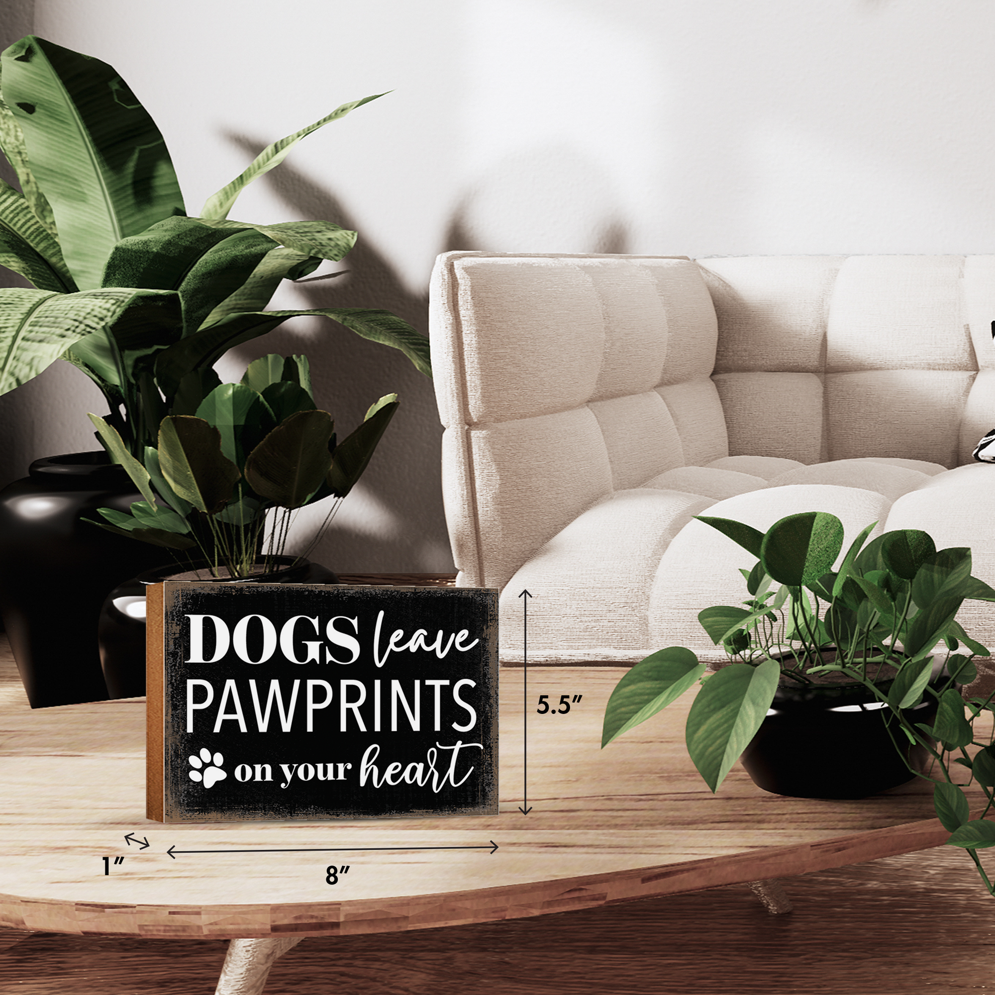 Wooden Shelf Decor and Tabletop Signs with Pet Verses - Pawprints