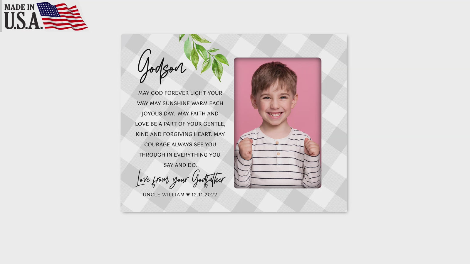 Personalized Wooden Picture Frame for Godson