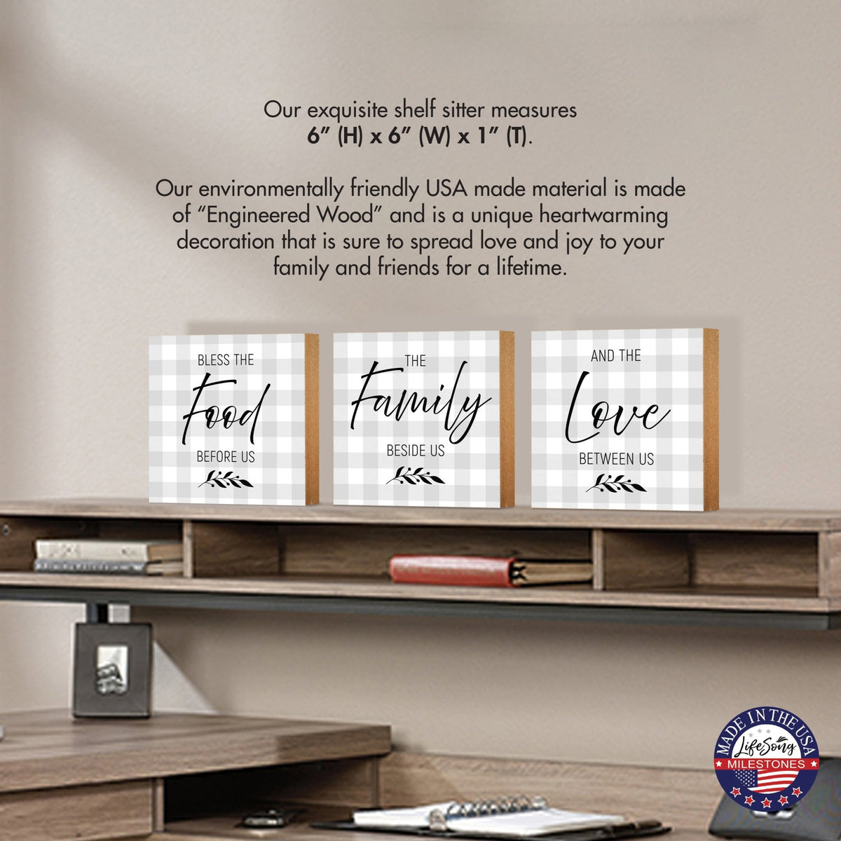 3 Piece Set Wooden Shelf Décor and Tabletop Signs - LifeSong Milestones