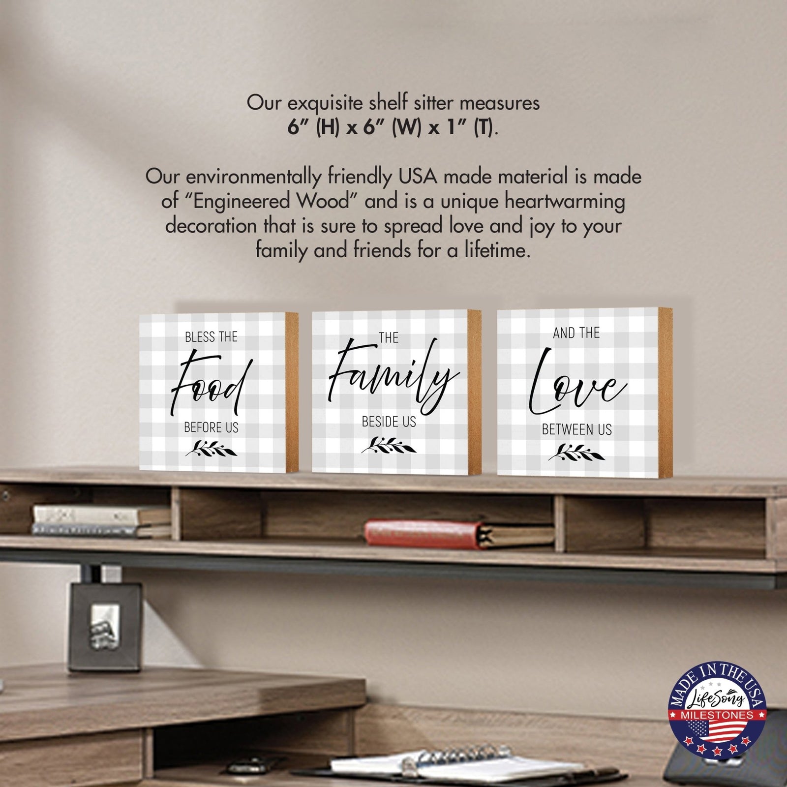 3 Piece Set Wooden Shelf Décor and Tabletop Signs - LifeSong Milestones