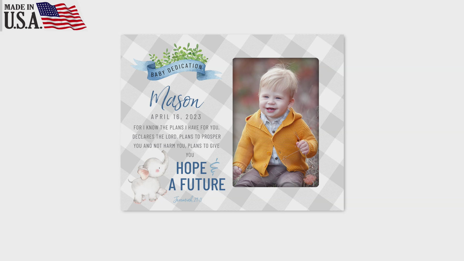 Personalized Baby Dedication Photo Frame - Hope & Future