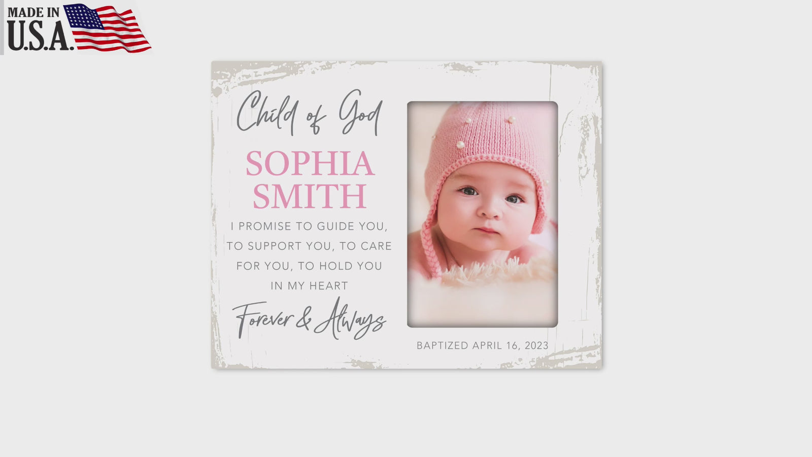 Personalized Baby Baptism Wooden Picture Frame