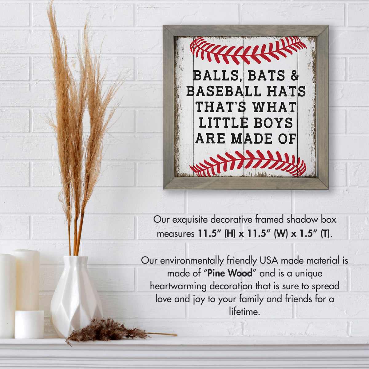 Elevate your living space with our elegant baseball framed shadow box shelf décor
