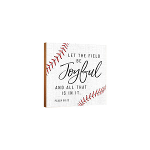 Rustic Wooden Baseball Shadow Box Shelf Décor With Inspiring Bible Verses - Let The Field