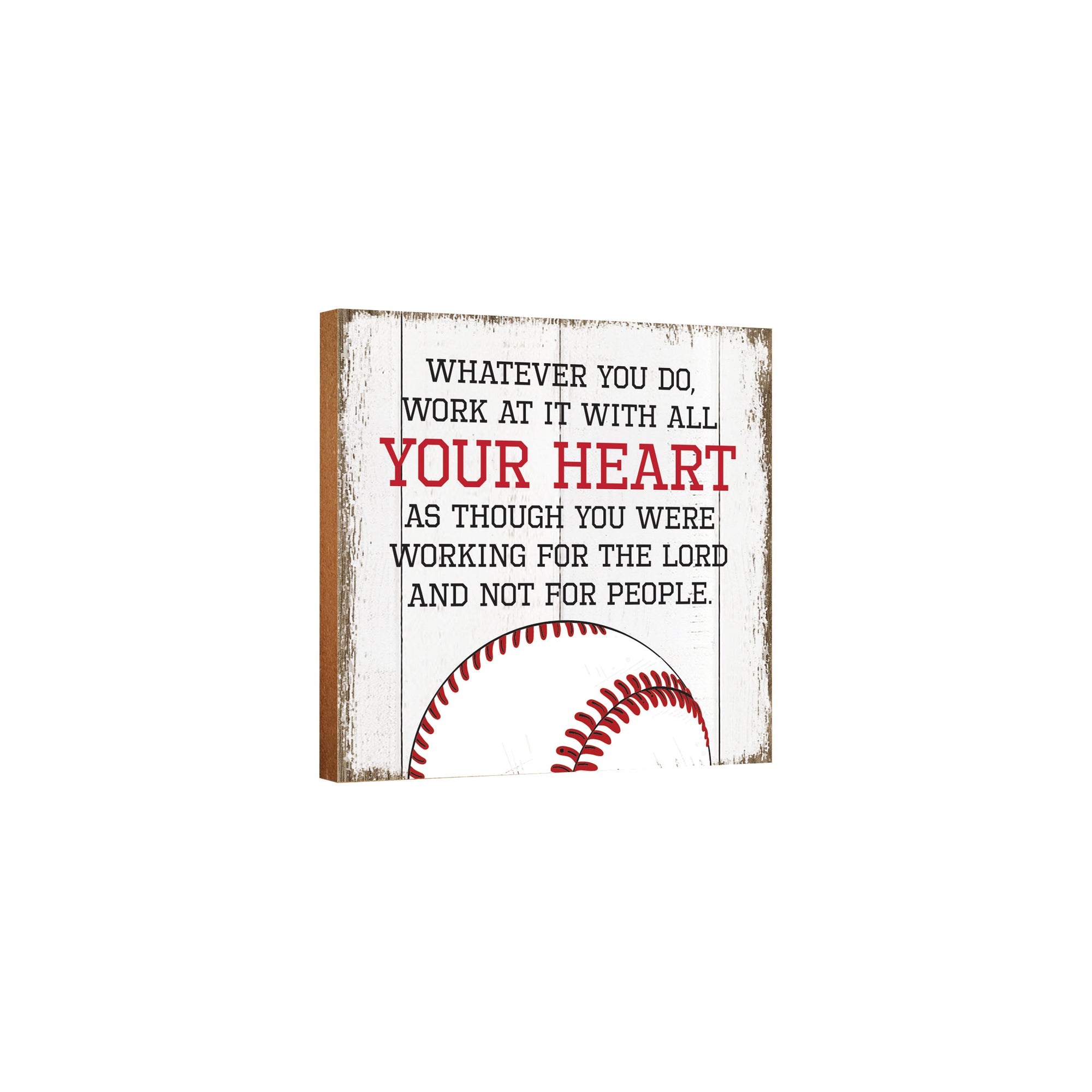 Rustic Wooden Baseball Shadow Box Shelf Décor With Inspiring Bible Verses - Whatever You Do