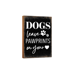 Wooden Shelf Decor and Tabletop Signs with Pet Verses - Dogs Leave