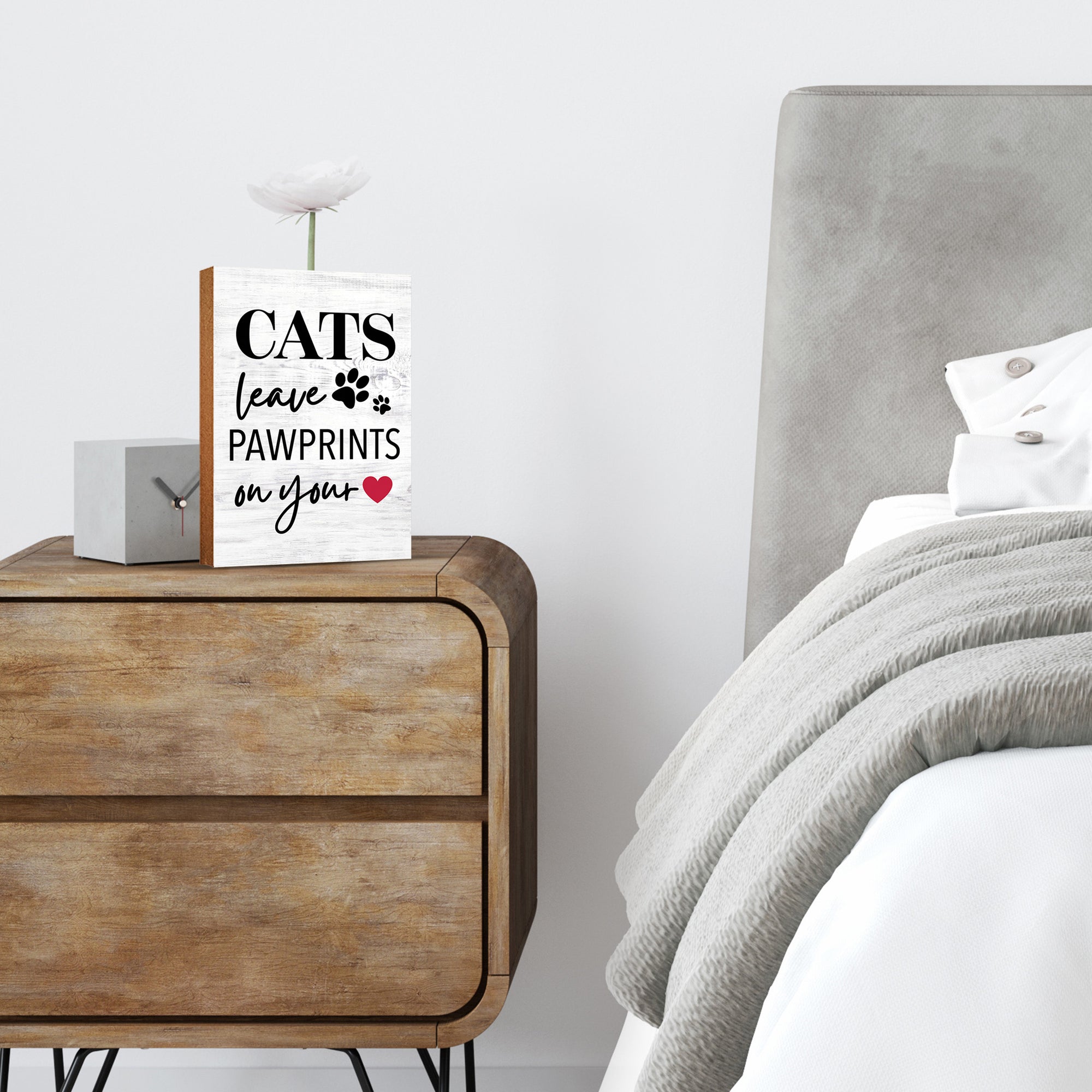 Wooden Shelf Decor and Tabletop Signs with Pet Verses - Cats Leave