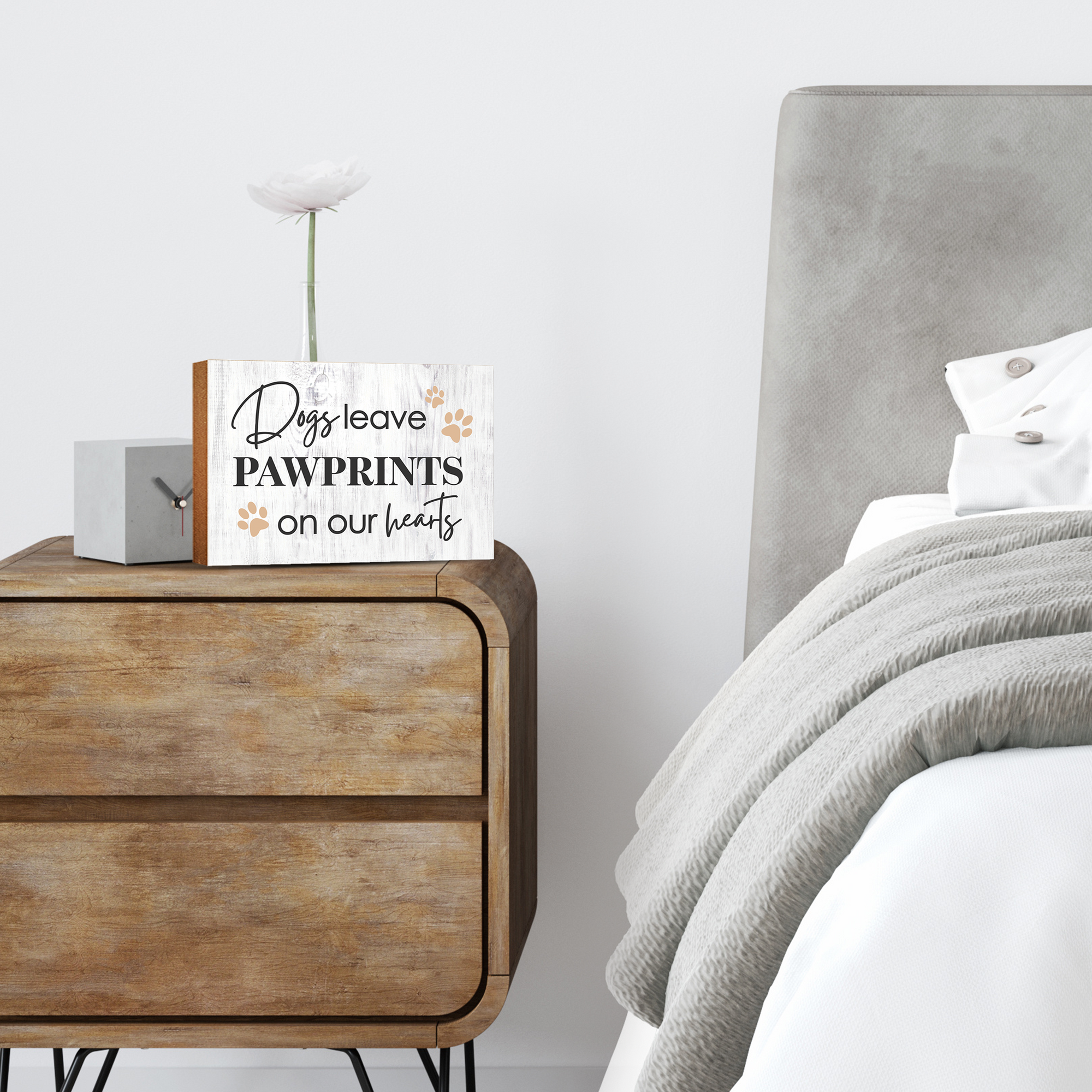 Wooden Shelf Decor and Tabletop Signs with Pet Verses - Leave Pawprints