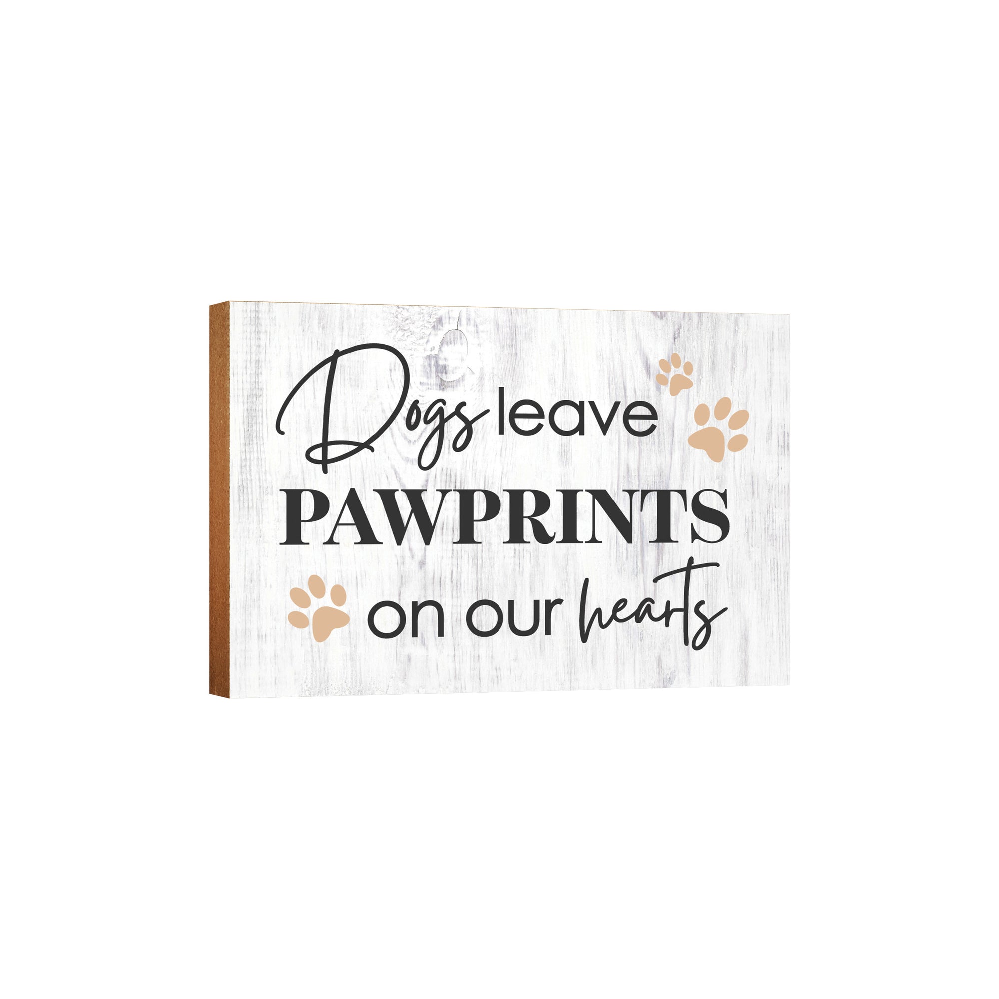 Wooden Shelf Decor and Tabletop Signs with Pet Verses - Leave Pawprints