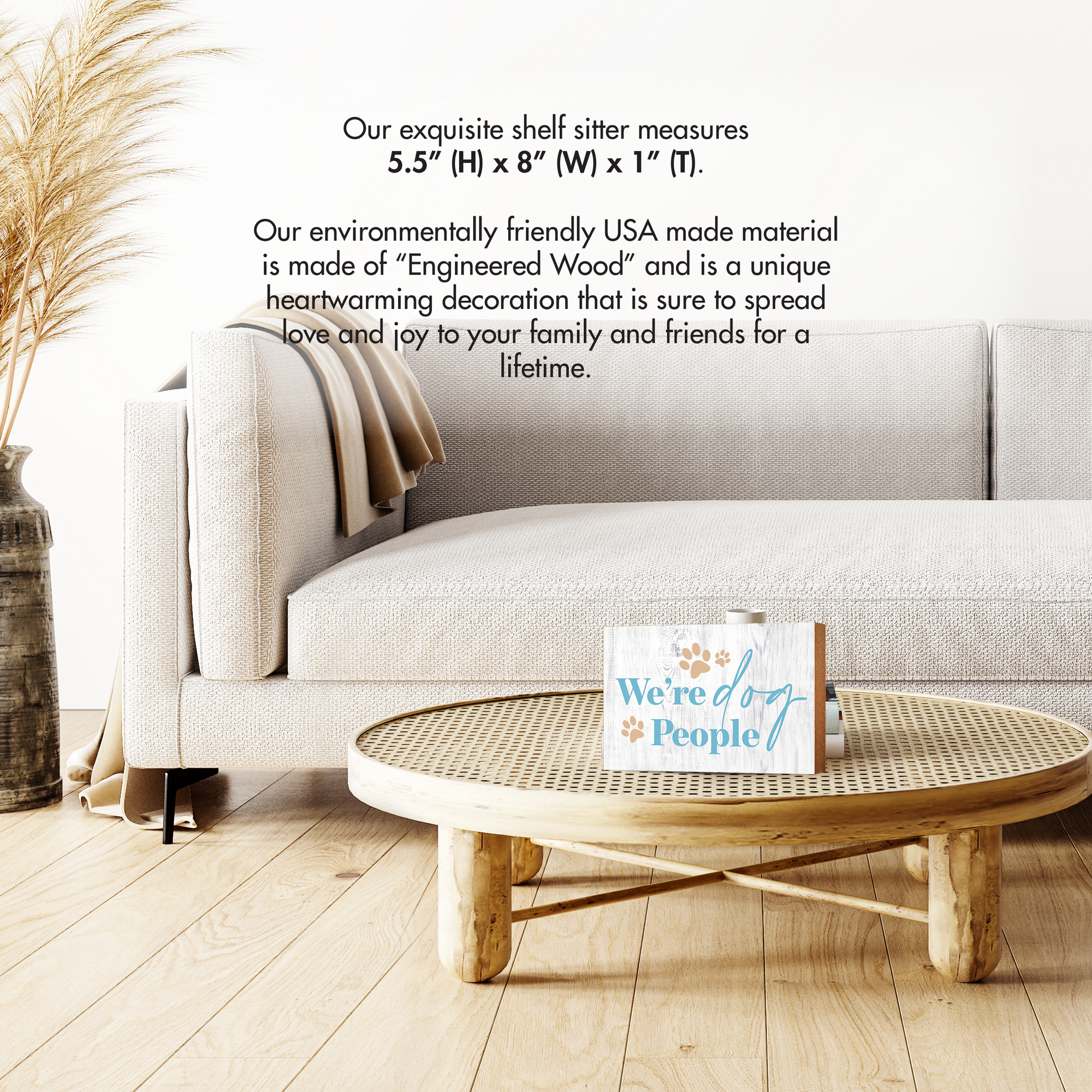 Wooden Shelf Decor and Tabletop Signs with Pet Verses - We're Dog People
