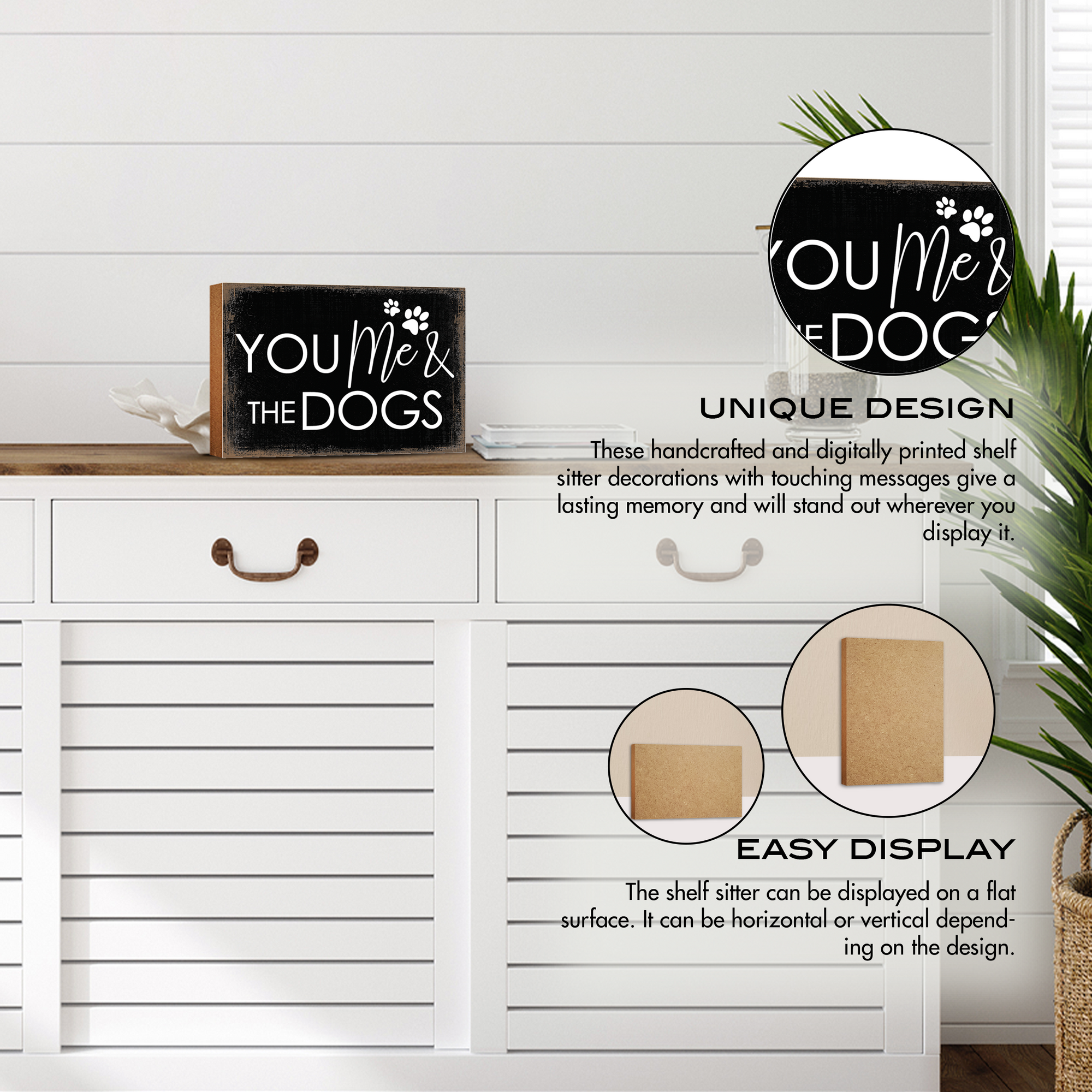 Wooden Shelf Decor and Tabletop Signs with Pet Verses - You Me Dogs