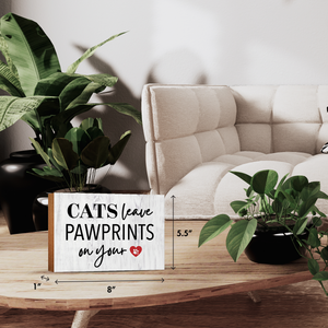 Wooden Shelf Decor and Tabletop Signs with Pet Verses - Cats Leave