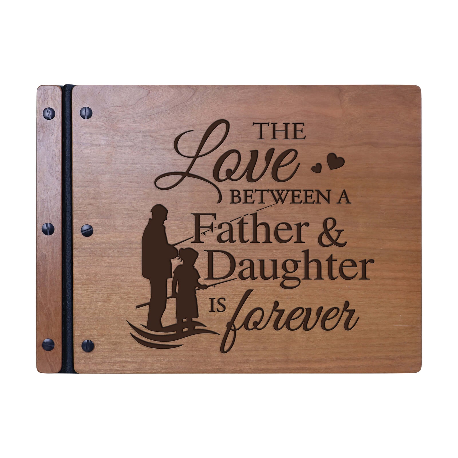 Wooden Memorial Large Guestbook with Fisherman Verse for Funeral Service - Father and Daughter