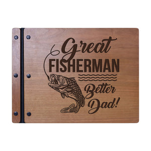 Wooden Memorial Large Guestbook with Fisherman Verse for Funeral Service - Great Fisherman