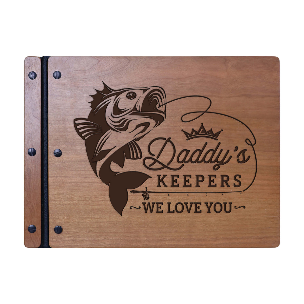 Wooden Memorial Large Guestbook with Fisherman Verse for Funeral Service - Daddy&#39;s Keepers