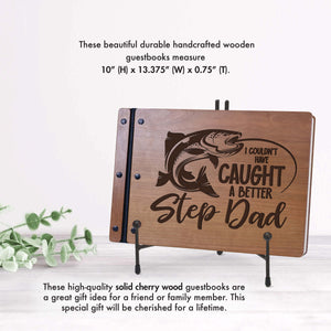 Wooden Memorial Large Guestbook with Fisherman Verse for Funeral Service - Step Dad