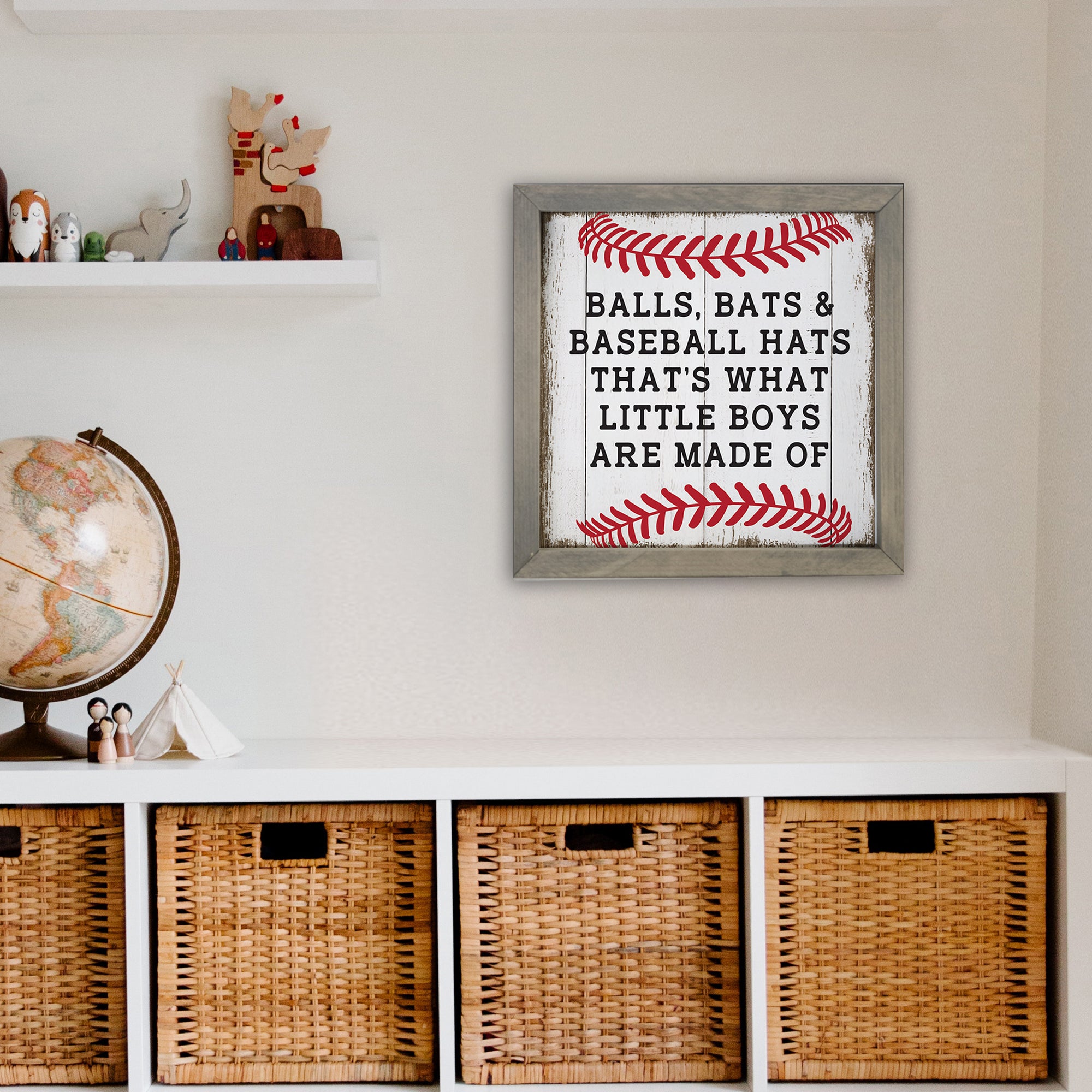 Elevate your living space with our elegant baseball framed shadow box shelf décor