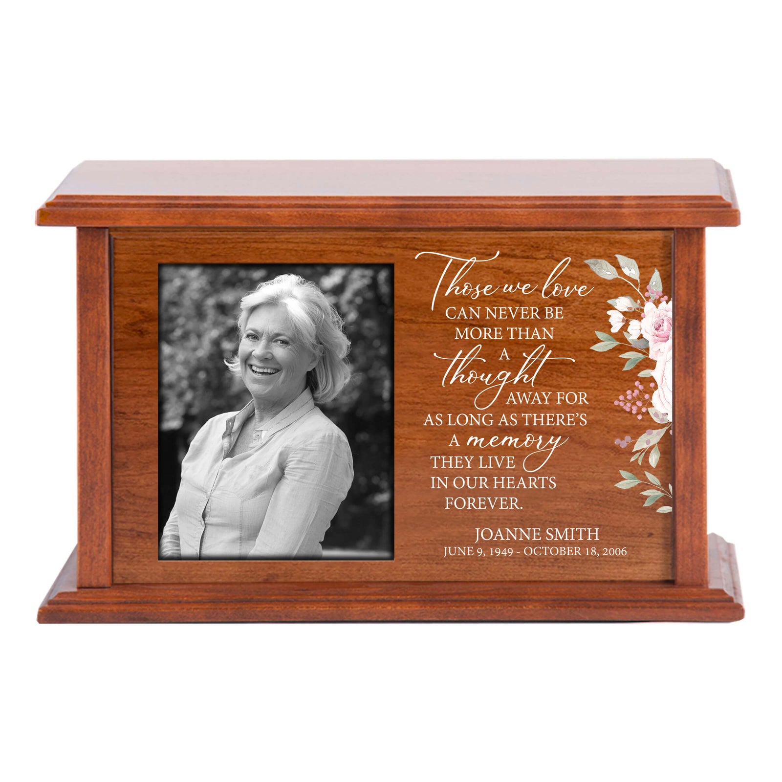 Customizable Wooden Urn Box with Photo for Human Ashes