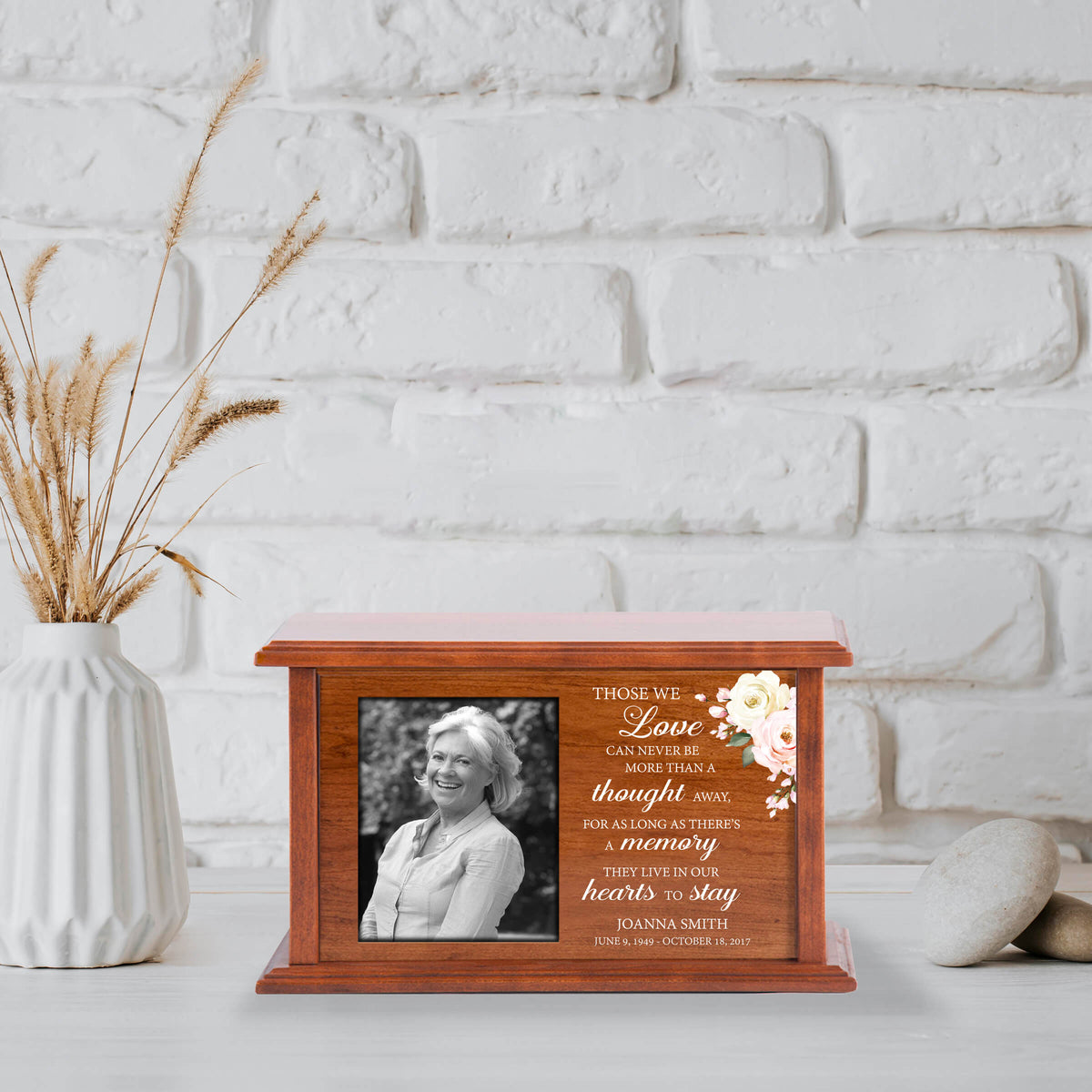 Wooden Memorial Urn Box with Photo Frame