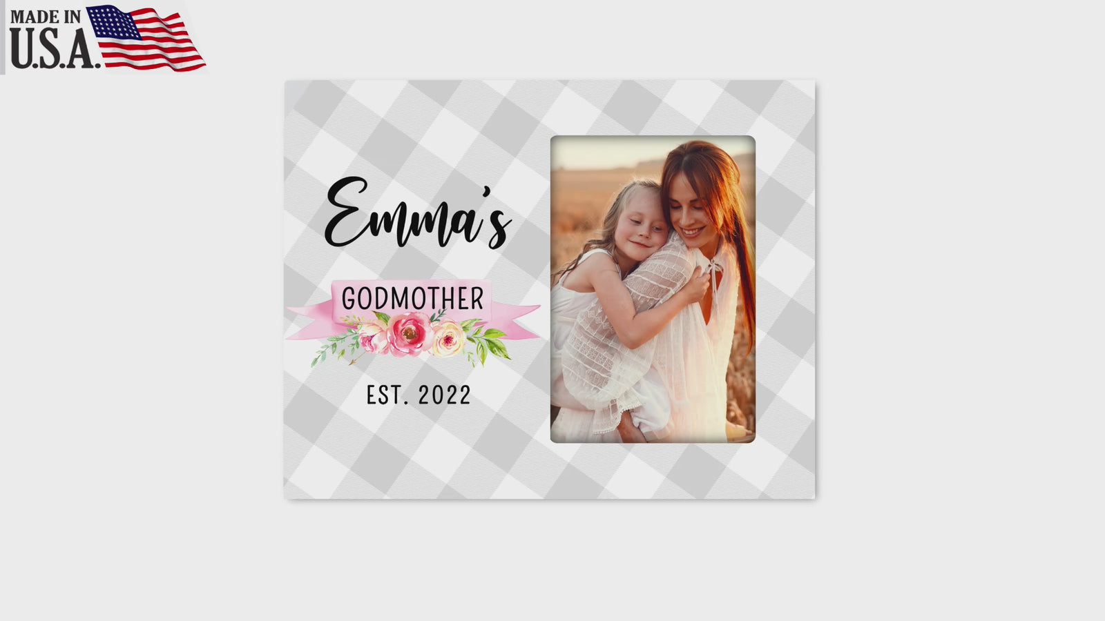 Personalized Wooden Picture Frame for Godmother