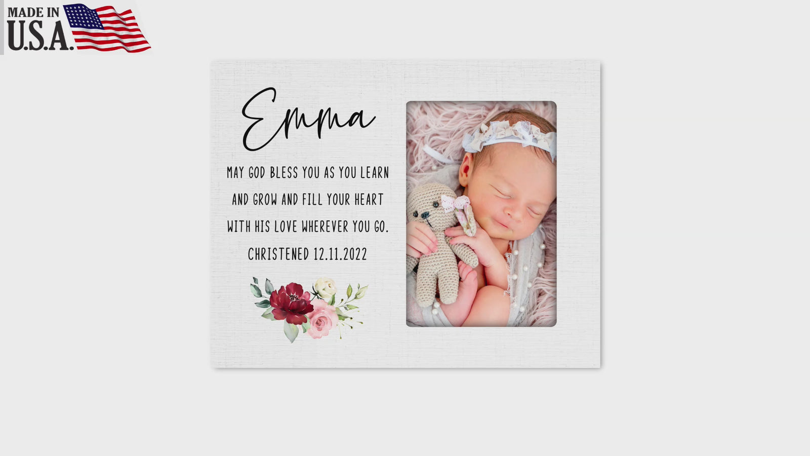 Personalized Wooden Christening Picture Frame