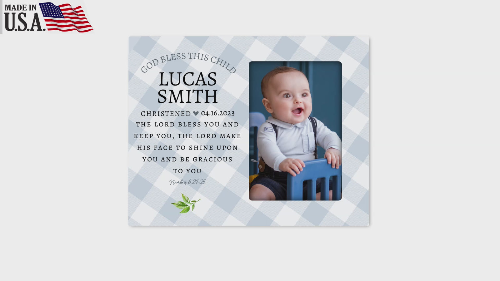Personalized Wooden Christening Picture Frame