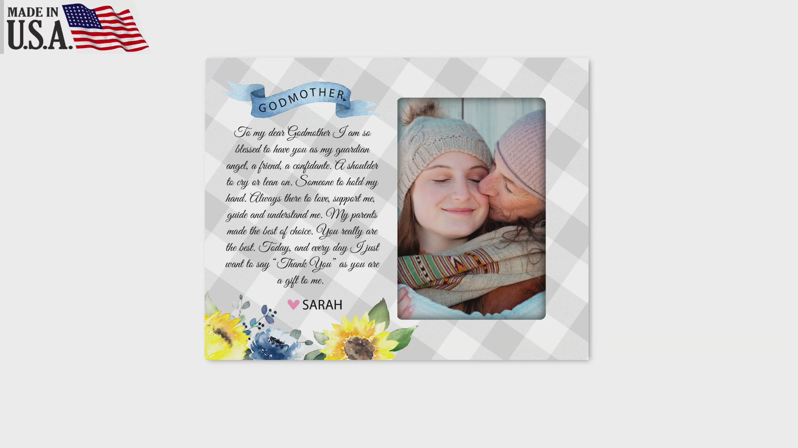 Personalized Wooden Picture Frame for Godmother