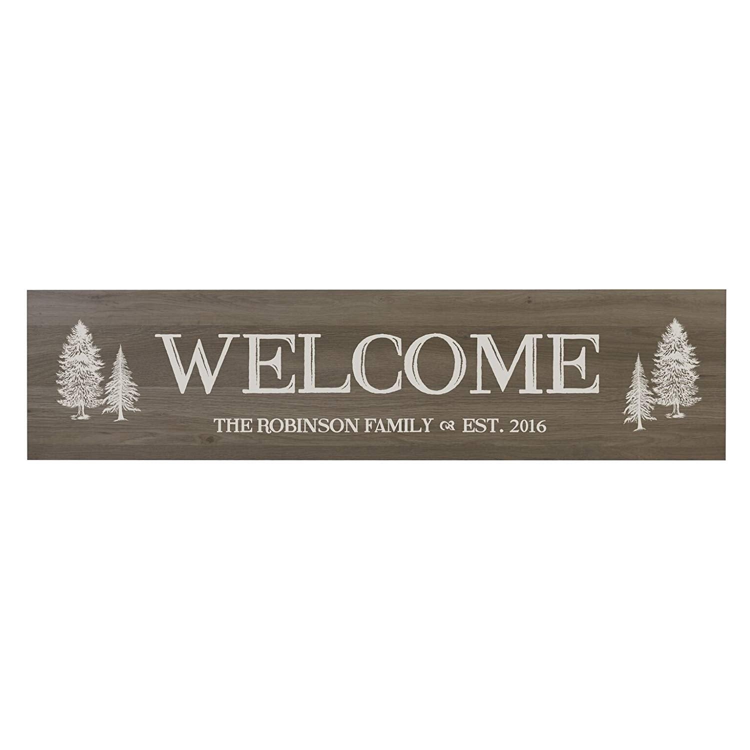 Welcome Wooden Wall Sign with Tree Art Size 10 x 40