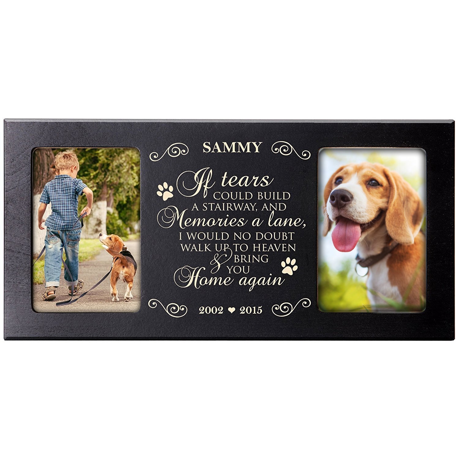 Pet Memorial Double Picture Frame - If Tears Could Build A Stairway