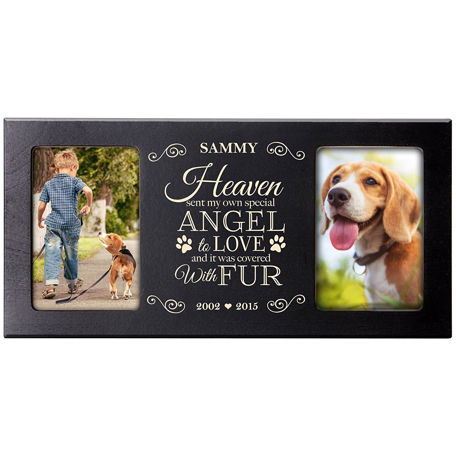 Pet Memorial Double Picture Frame - Heaven Sent My Own Angel