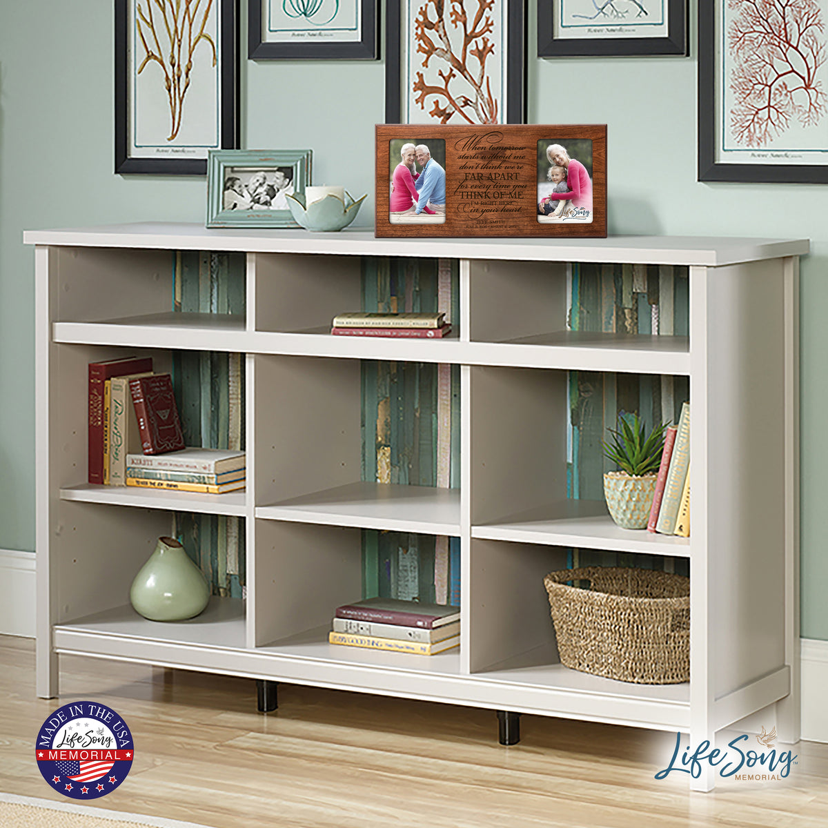 Custom Wooden Memorial Double Picture Frame holds 2-4x6 photo - In Your Heart