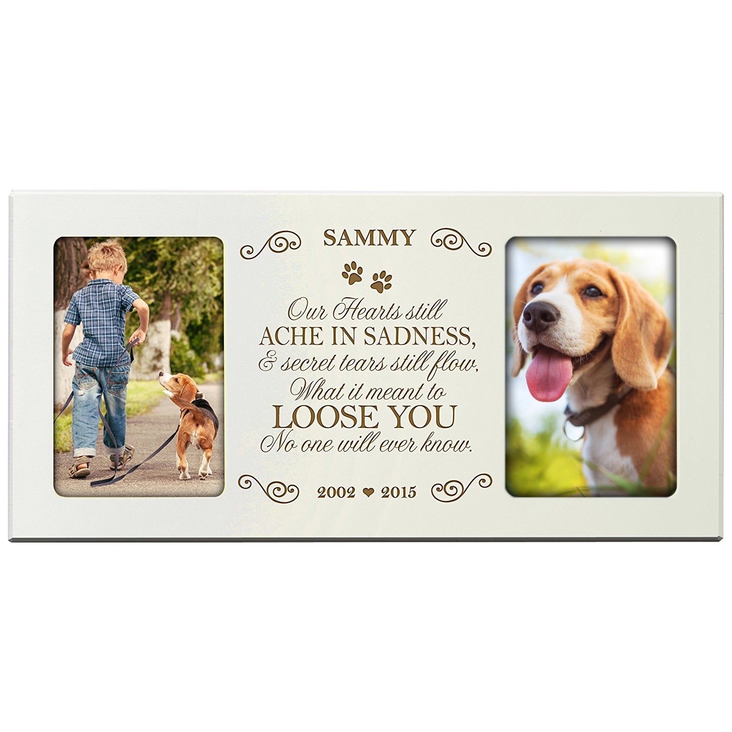 Pet Memorial Double Picture Frame - Our Hearts Still Ache In Sadness