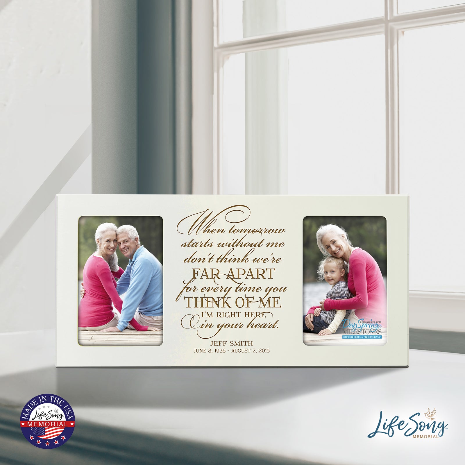 Custom Wooden Memorial Double Picture Frame holds 2-4x6 photo - In Your Heart