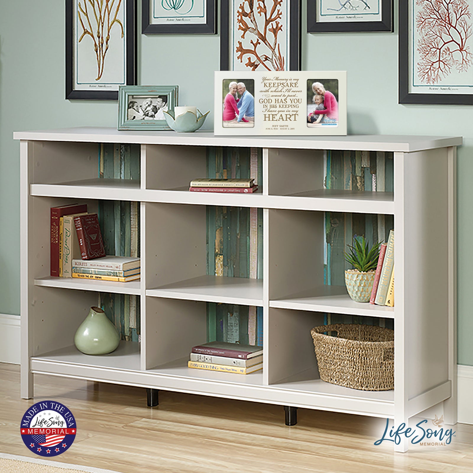 Custom Wooden Memorial Double Picture Frame holds 2-4x6 photo - Your Memory