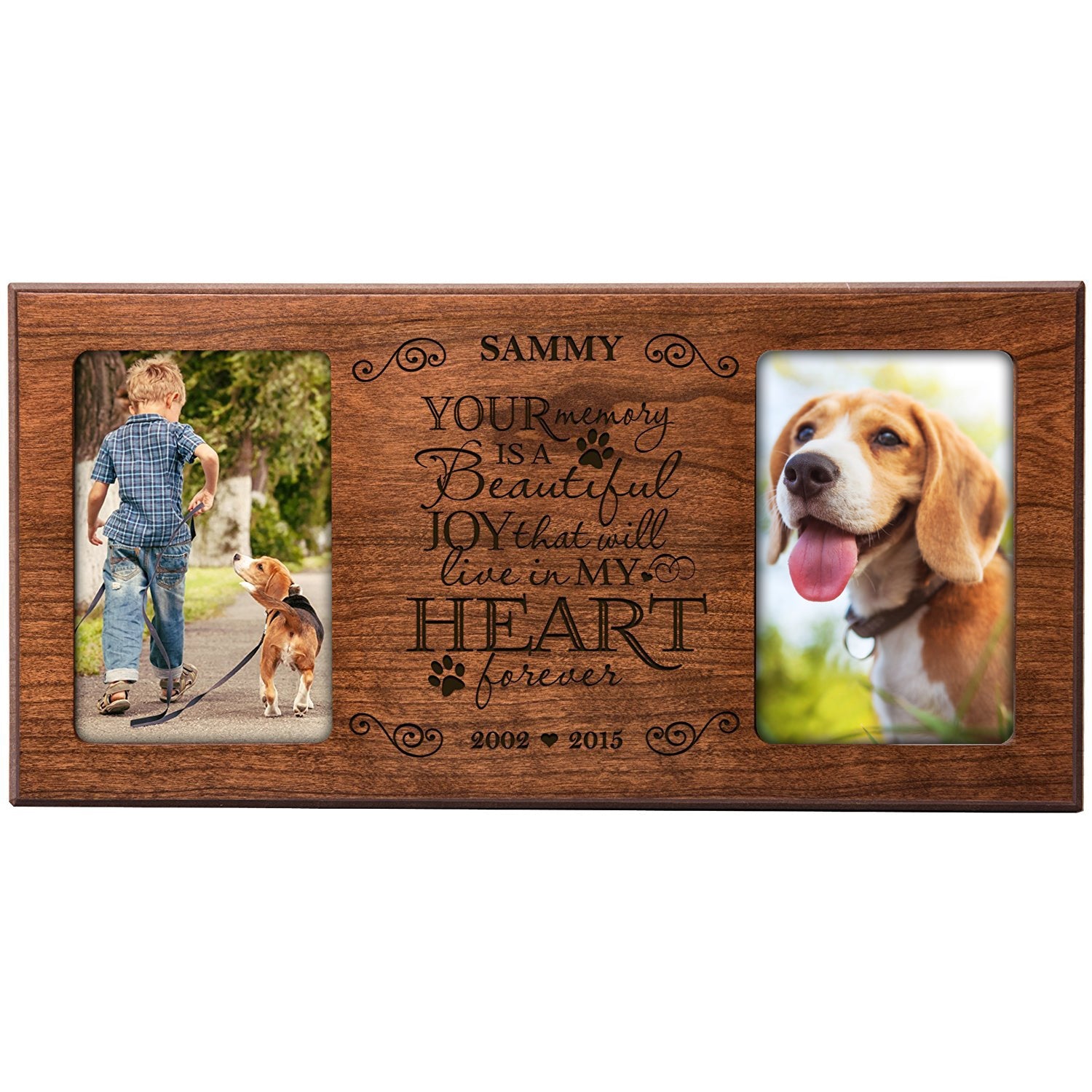 Pet Memorial Double Picture Frame - Your Memory Is A Beautiful Joy