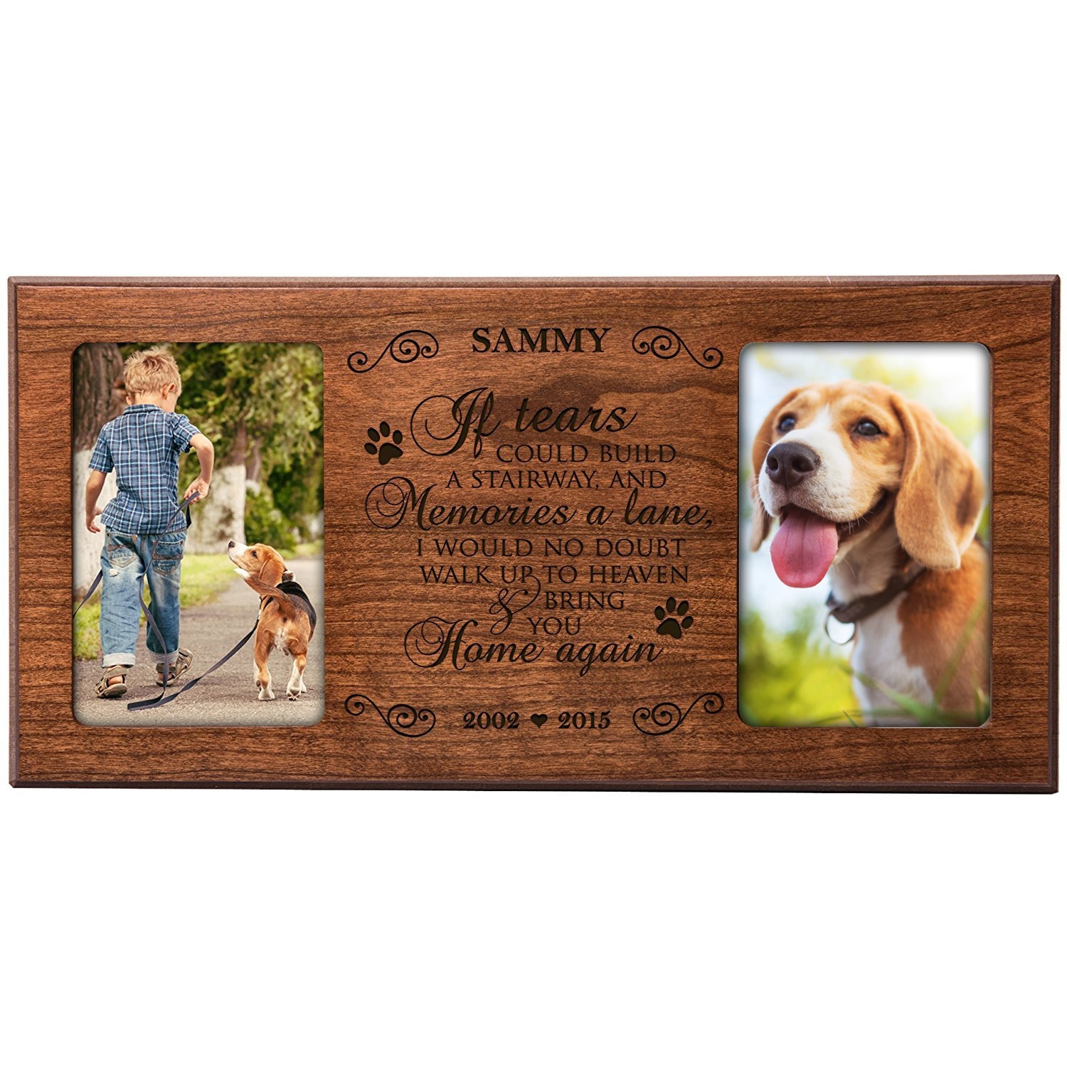 Pet Memorial Double Picture Frame - If Tears Could Build A Stairway