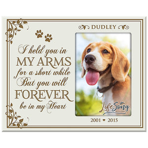 8x10 Ivory Pet Memorial Picture Frame with the phrase "I Held You In My Arms"
