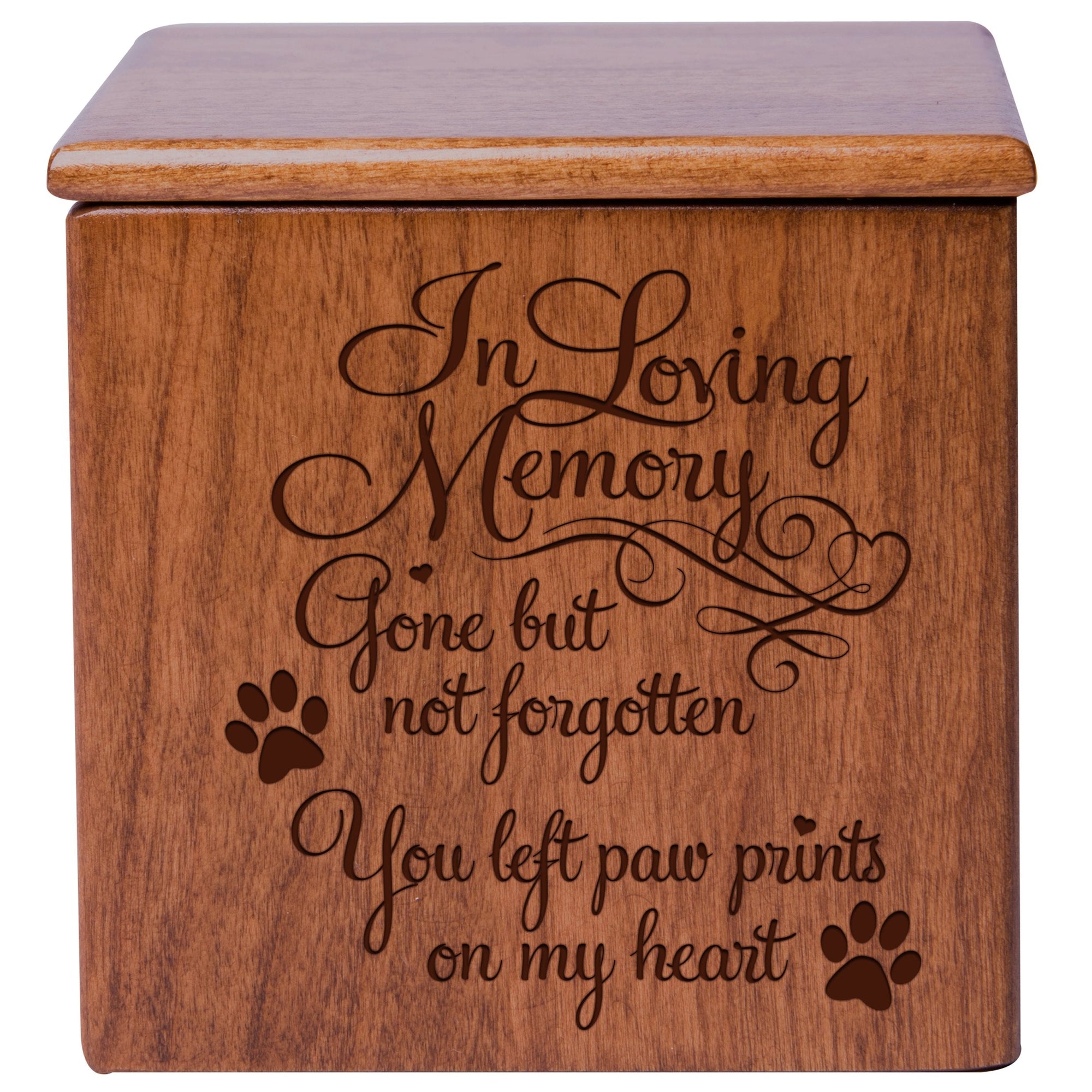 Cherry Pet Memorial 3.5x3.5 Keepsake Urn with phrase "Gone But Not Forgotten"