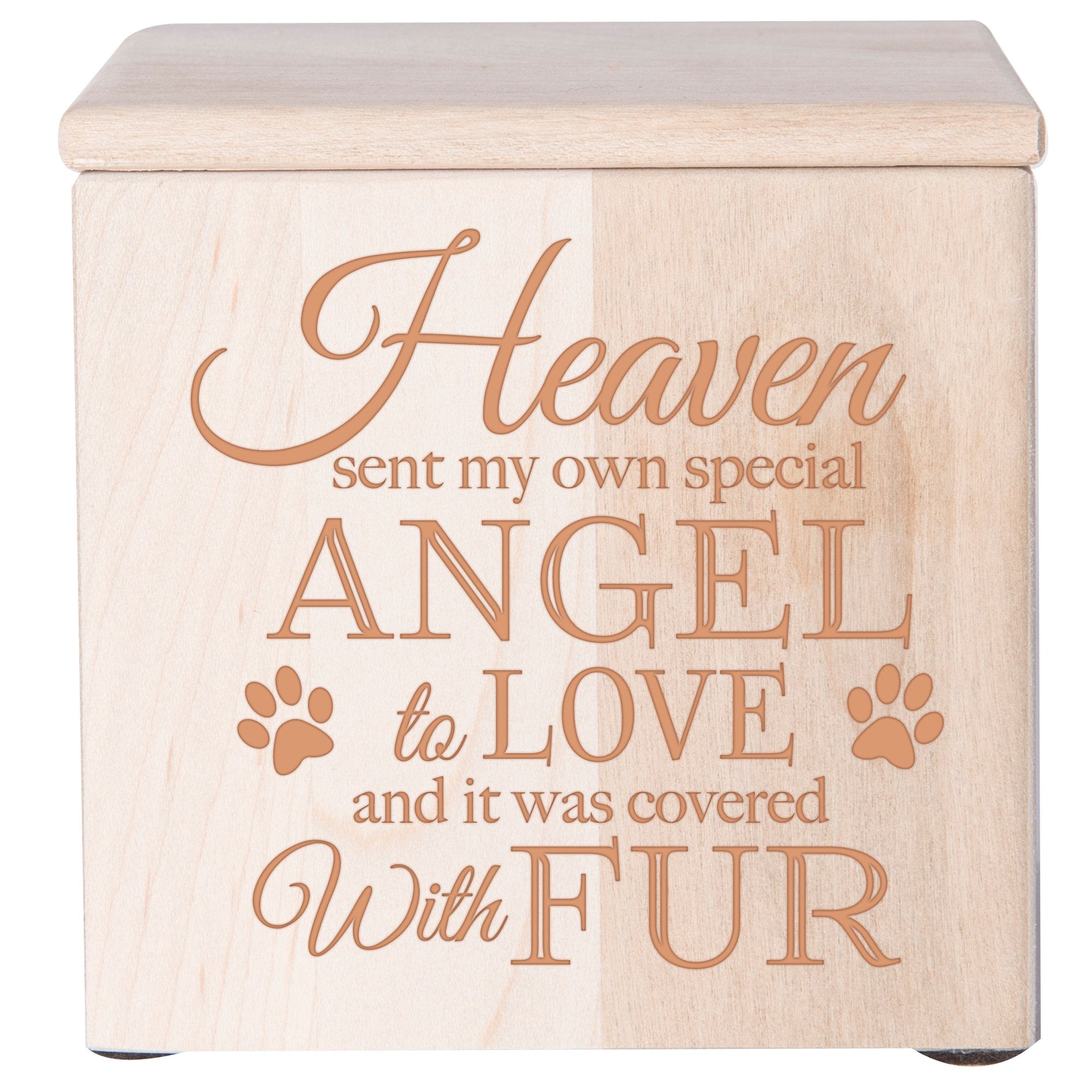 Maple Pet Memorial 3.5x3.5 Keepsake Urn with phrase "Heaven Sent My Own Special Angel"