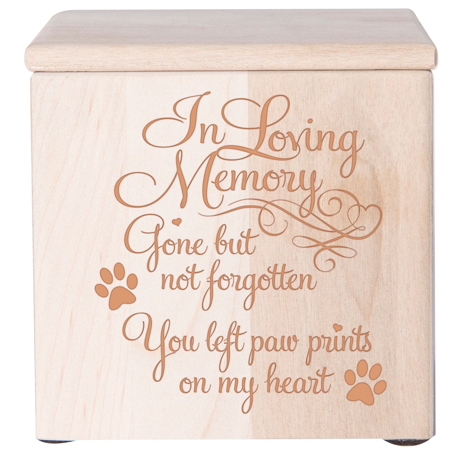 Maple Pet Memorial 3.5x3.5 Keepsake Urn with phrase "Gone But Not Forgotten"