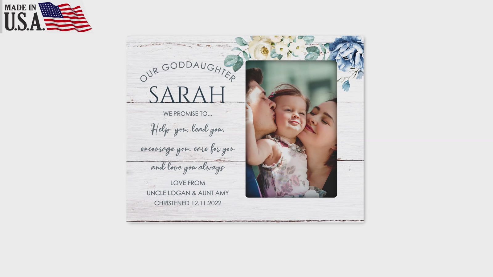 Personalized Wooden Picture Frame for Godparents