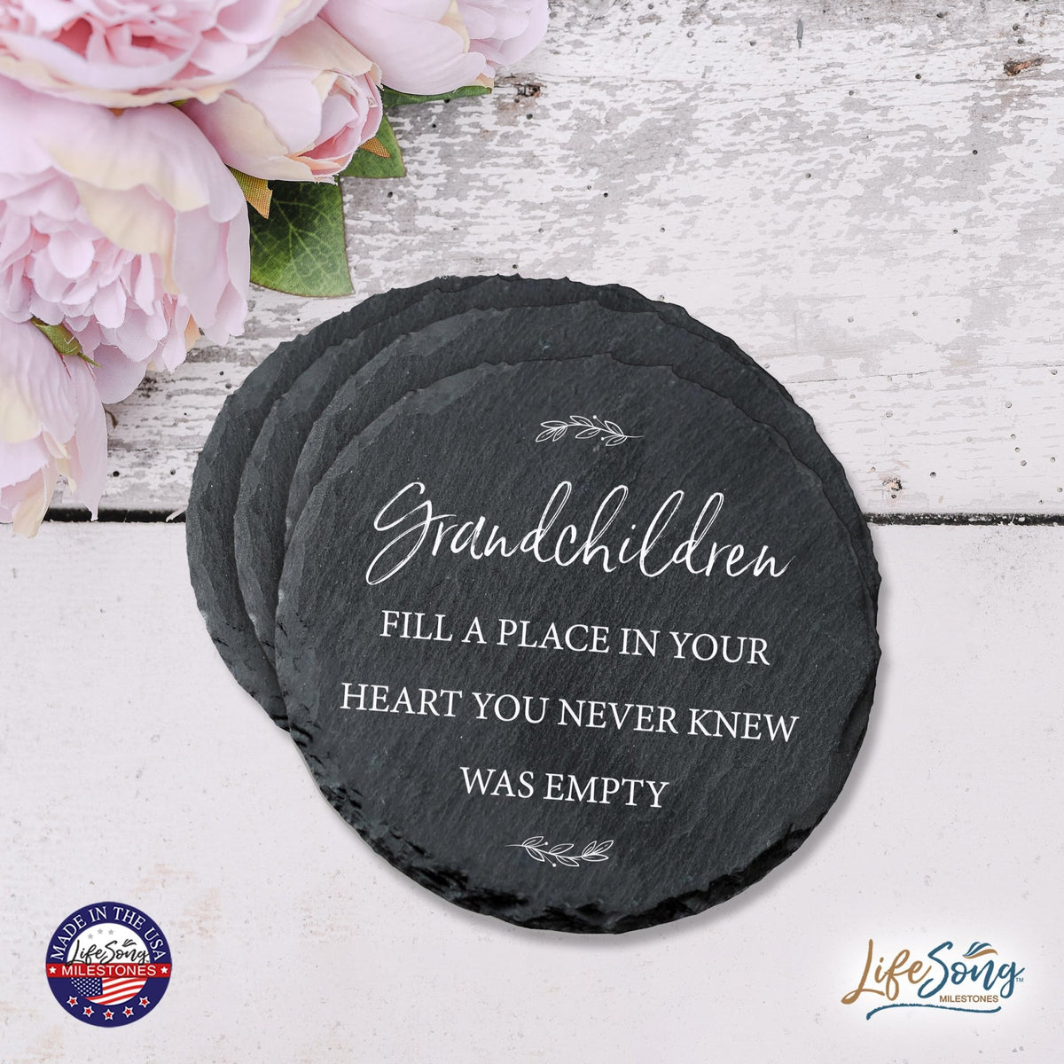 6pc Coaster Set Kitchen and Tabletop Decorations 4x4 Gift for Grandchildren Fill - LifeSong Milestones