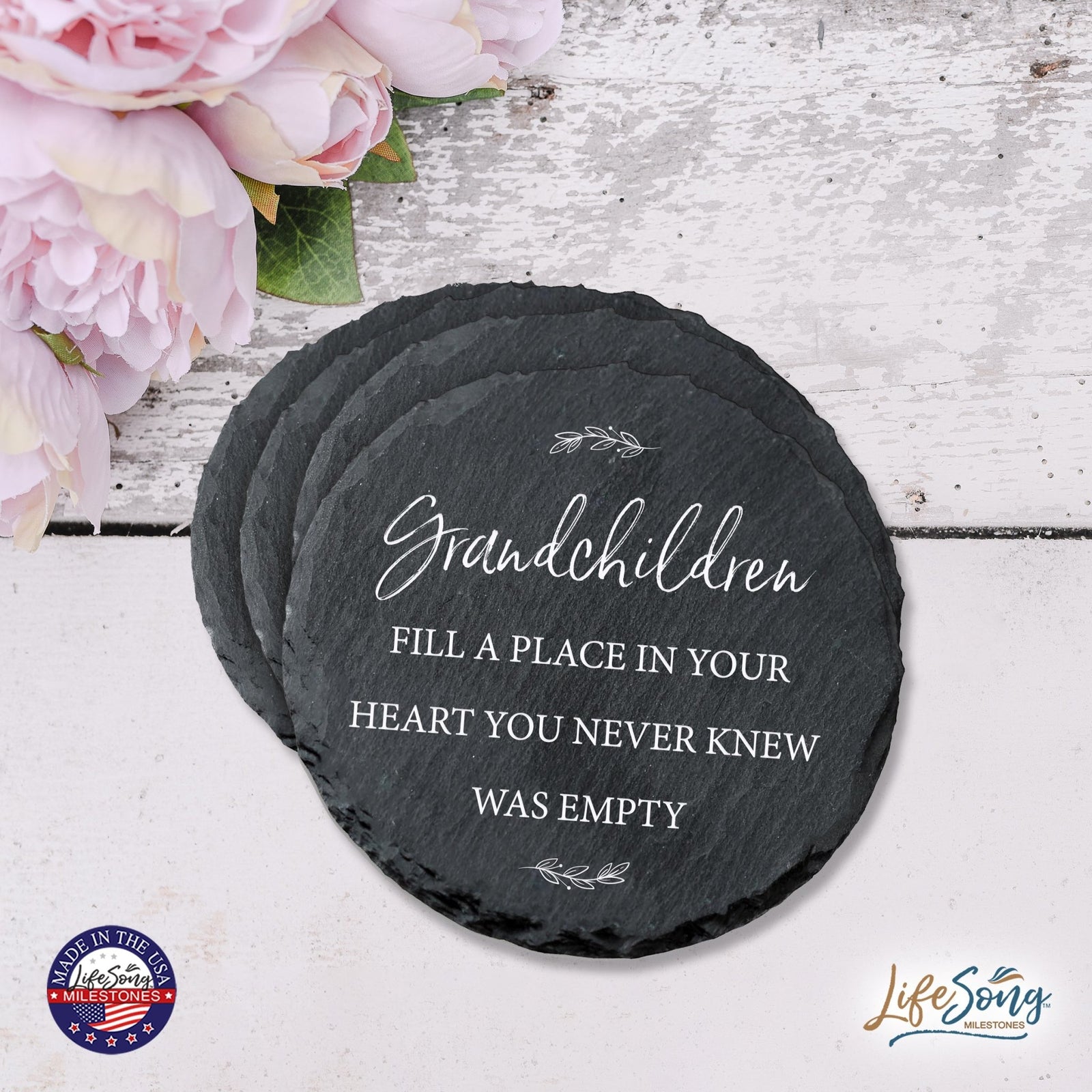 6pc Coaster Set Kitchen and Tabletop Decorations 4x4 Gift for Grandchildren Fill - LifeSong Milestones
