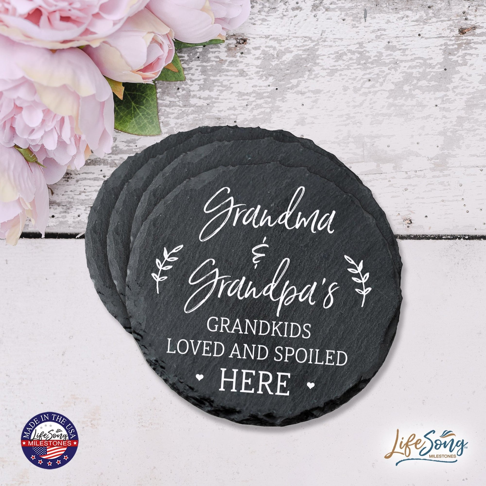 6pc Coaster Set Kitchen and Tabletop Decorations 4x4 Gift for Grandchildren Fill - LifeSong Milestones