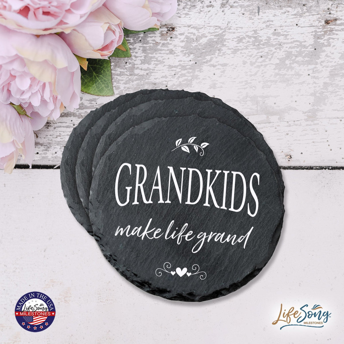 6pc Coaster Set Kitchen and Tabletop Decorations 4x4 Gift for Grandchildren Fill - LifeSong Milestones