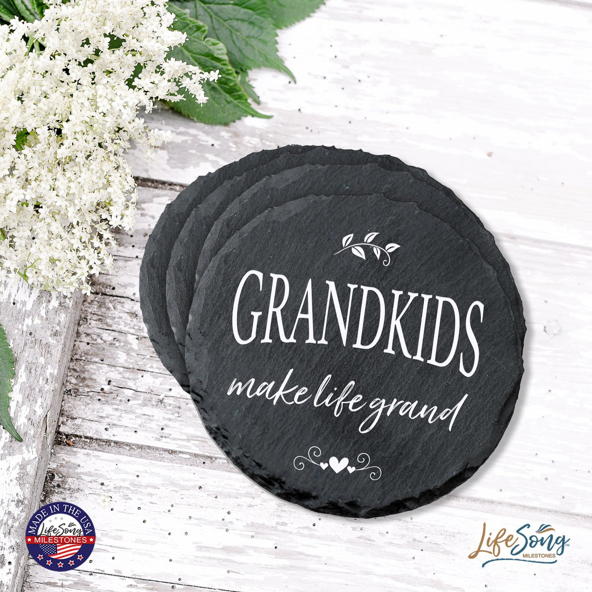 6pc Coaster Set Kitchen and Tabletop Decorations 4x4 Gift for Grandchildren Fill - LifeSong Milestones