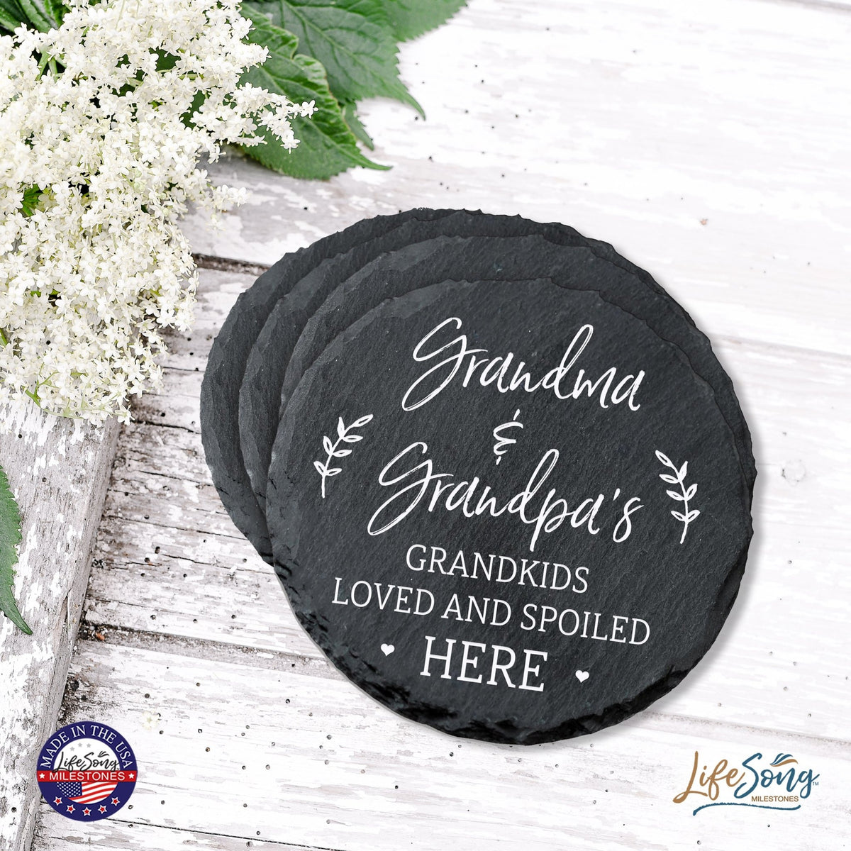 6pc Coaster Set Kitchen and Tabletop Decorations 4x4 Gift for Grandchildren Fill - LifeSong Milestones
