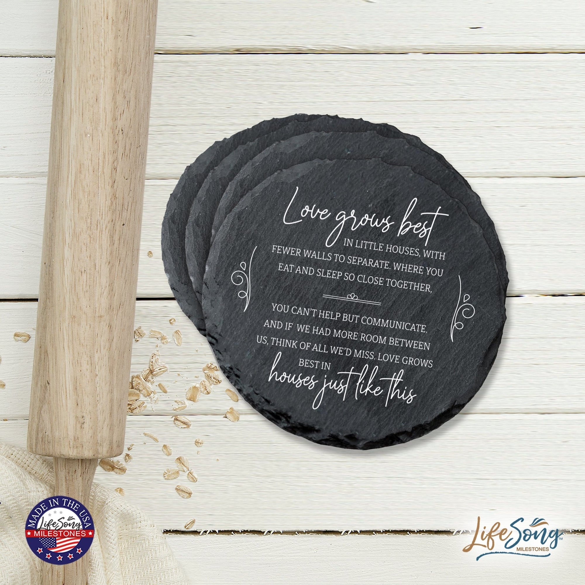 6pc Coaster Set Kitchen and Tabletop Decorations 4x4 Gift for Grandma & Papa's House - LifeSong Milestones